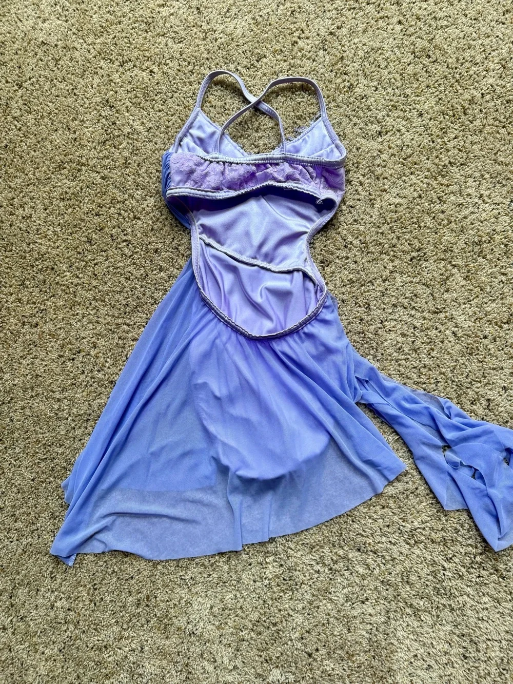 Kelle LC Lavender Lyrical Dance Costume Rhinestone Lace Contemporary Solo